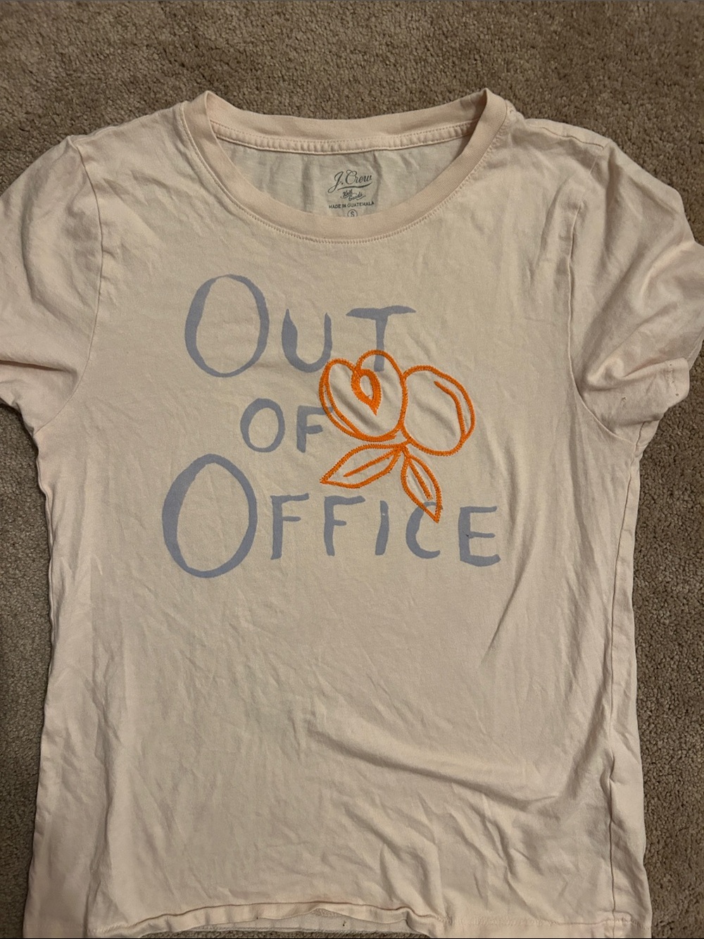 J. Crew Pale Pink 'Out of Office' Graphic Tee with 🍊 Orange Floral